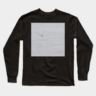 Grey gull flying over at Oman sea Long Sleeve T-Shirt